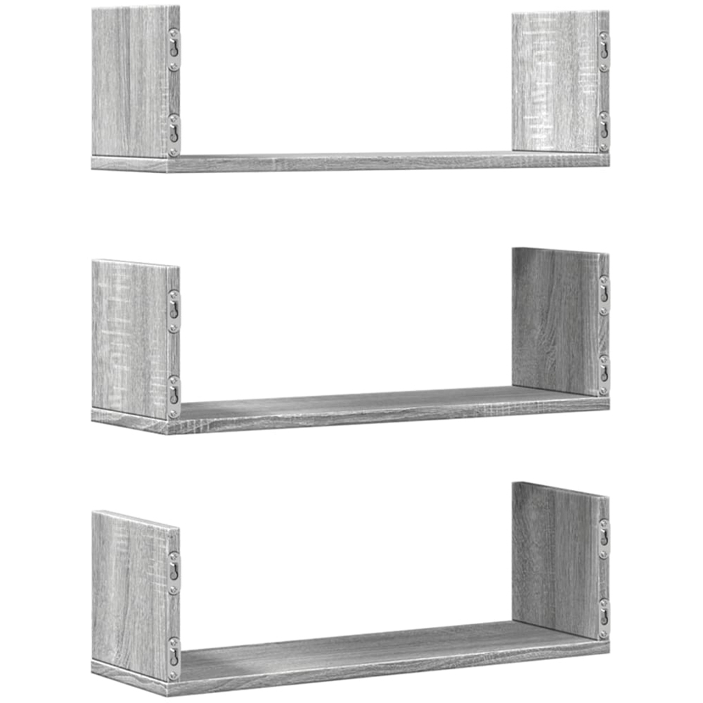 vidaXL 58cm Set of 3 Grey Sonoma Floating Wall Shelf Image 5