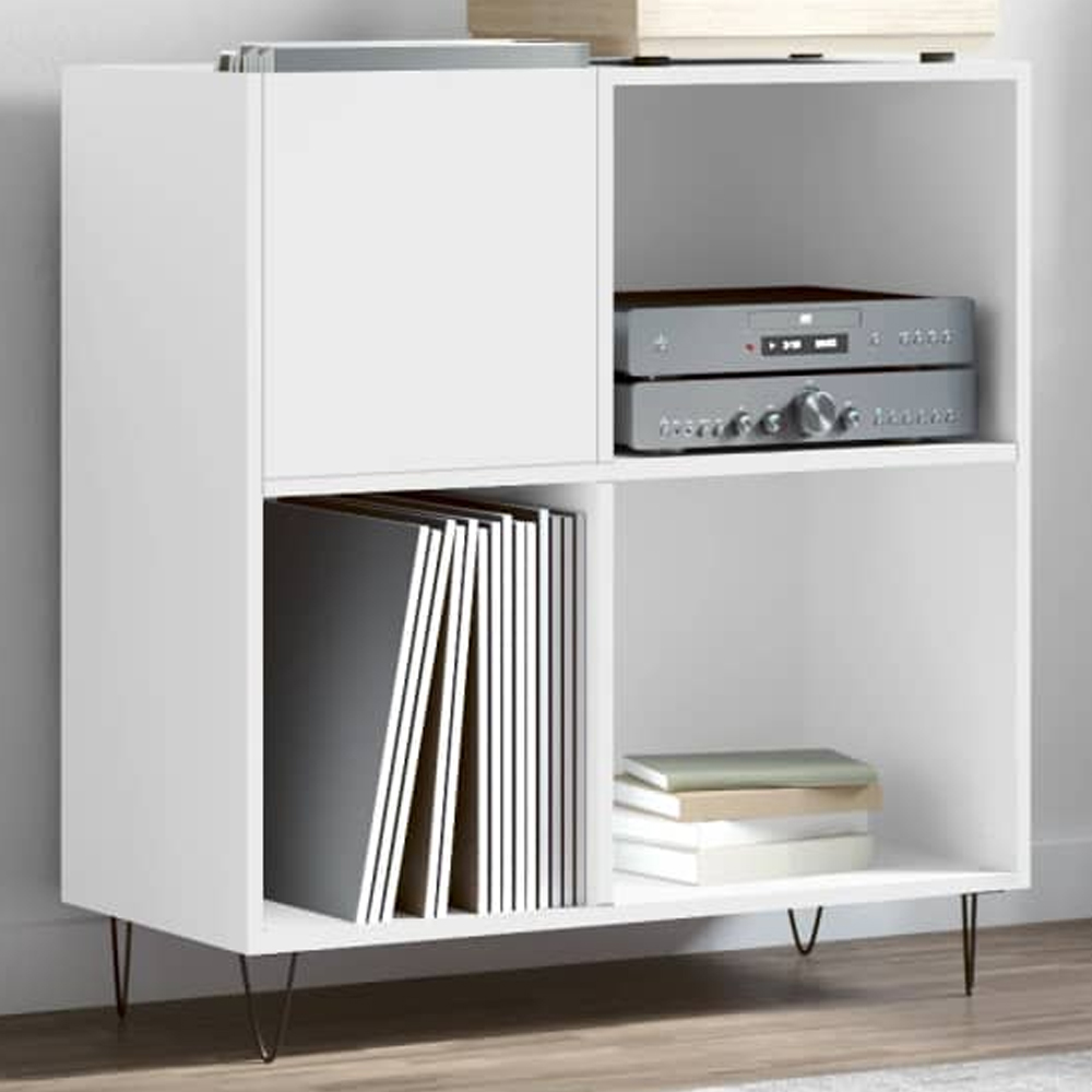 vidaXL 3 Shelf White Record Cabinet Image 1