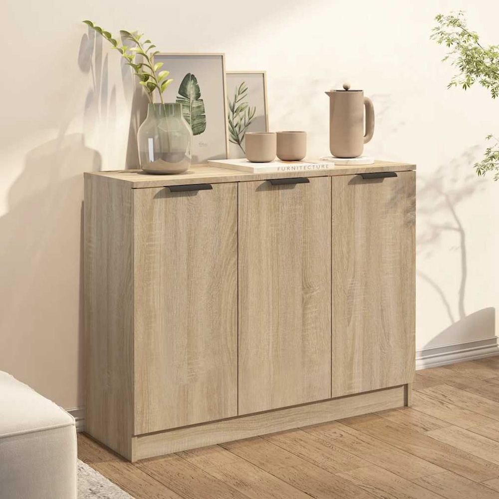 vidaXL 3 Door Sonoma Oak Sideboard Image 3