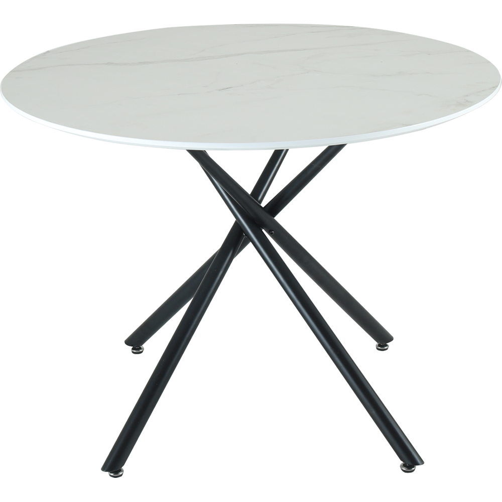 Indoor Living Seattle 4 Seater White Circle Stone Dining Table Image 2