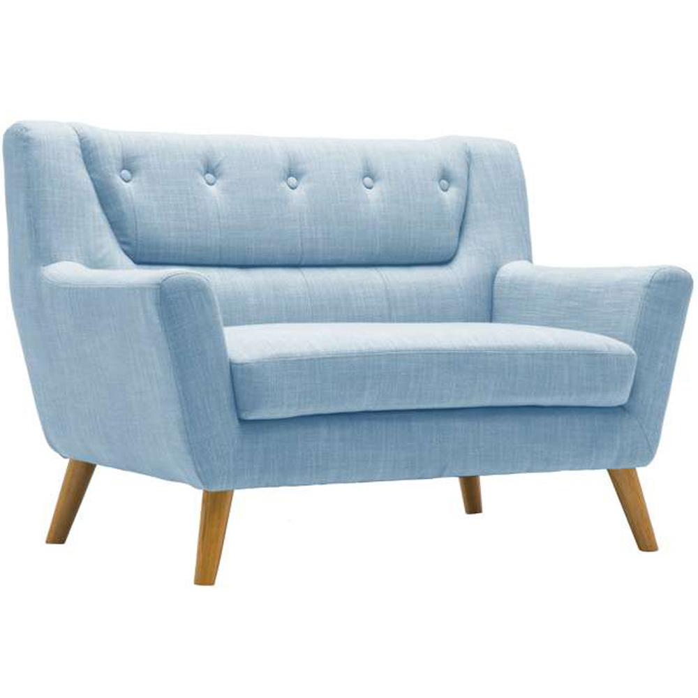 Lambeth 2 Seater Medium Duck Egg Blue Fabric Sofa Image 2