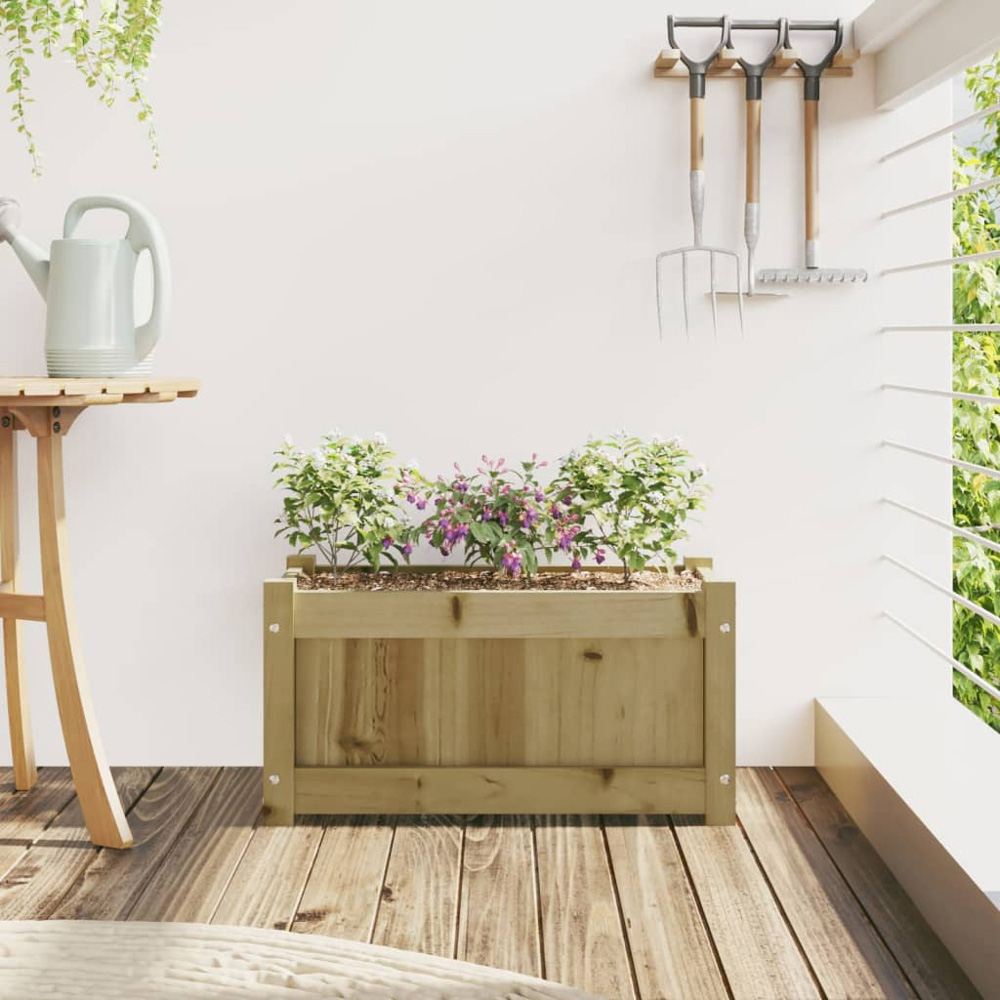 vidaXL Natural Impregnated Pine Wood Garden Planter 31 x 60 x 31cm Image 2