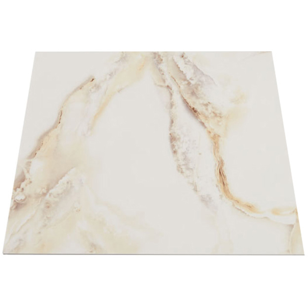 Living and Home Marble Patterned Calacatta White and Yellow PVC Self Adhesive Wall Sticker 10 Pack Image 2