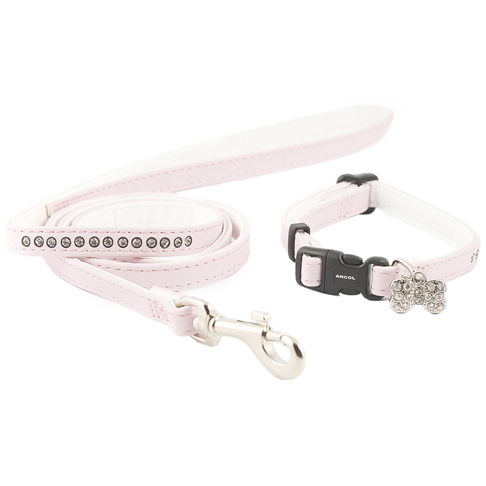 Ancol Small Bite Jewel Collar and Lead Set - Pink Image