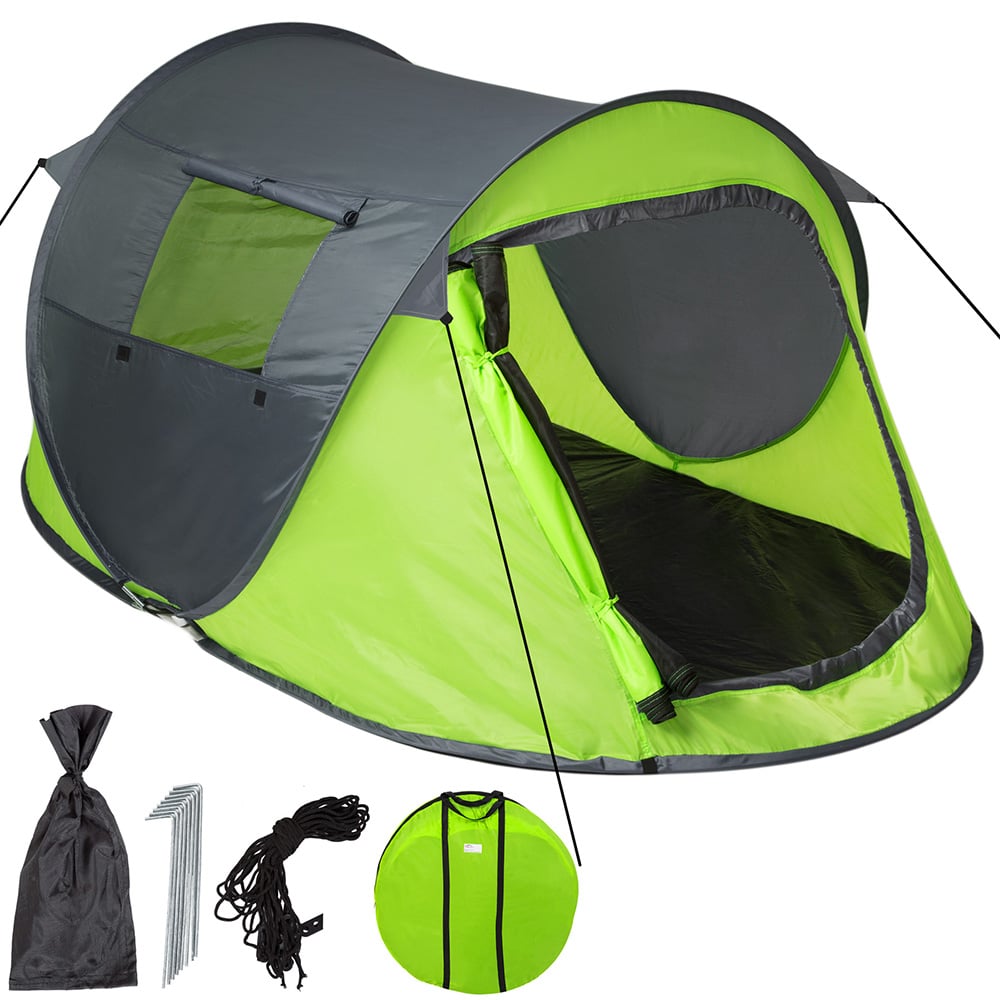 tectake 2 Person Grey and Green Pop Up Tent Image 1