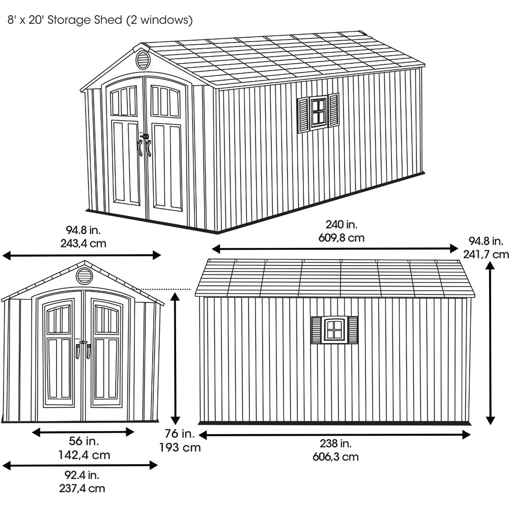 Lifetime Products 8 x 20ft Double Door Garden Storage Shed Image 9