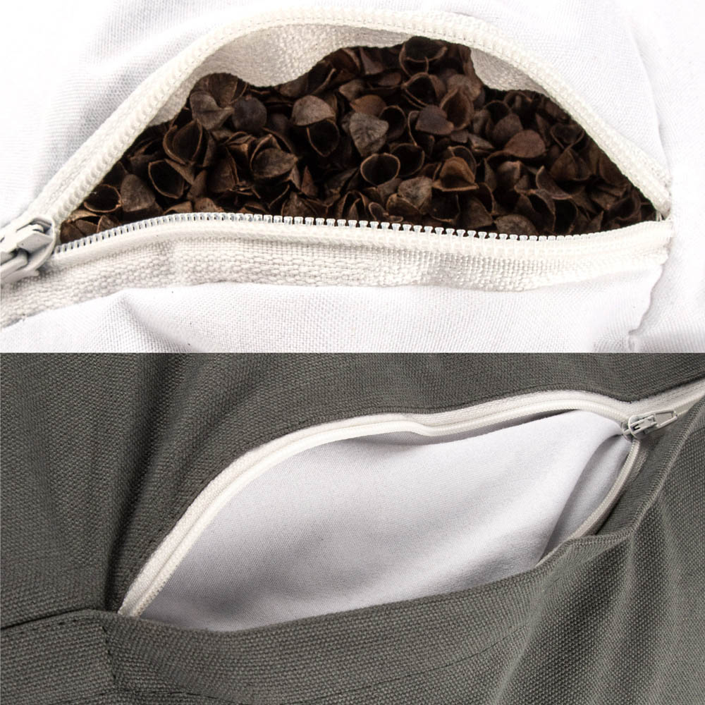 Myga Grey Yoga Buckwheat Support Bolster Pillow Image 2