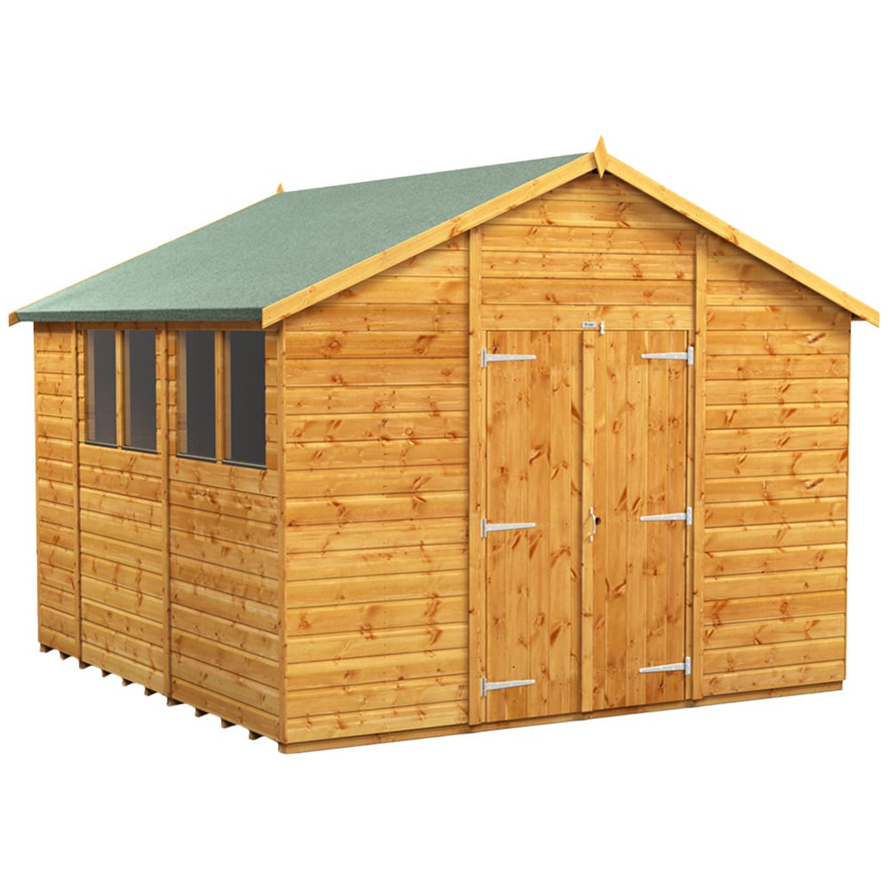 Power Sheds 10 x 10ft Double Door Apex Wooden Shed with Window Image 1