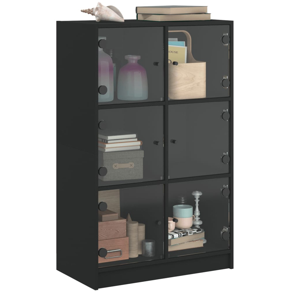 vidaXL 6 Door Black Narrow Highboard Image 5