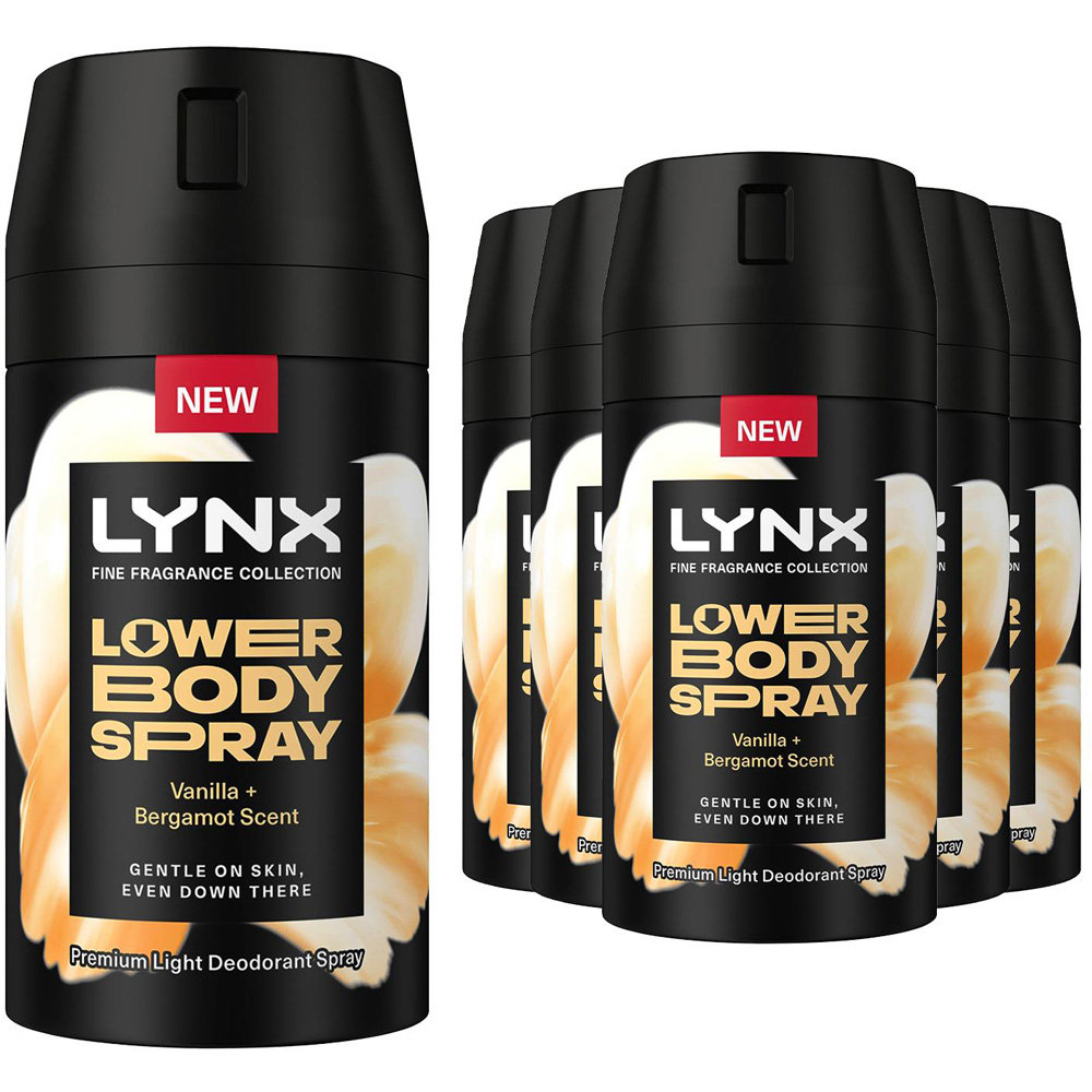 Lynx Vanilla and Bergamot 72H Freshness Aluminium-Free Lower Body Spray 100ml 6 Pack Image 1