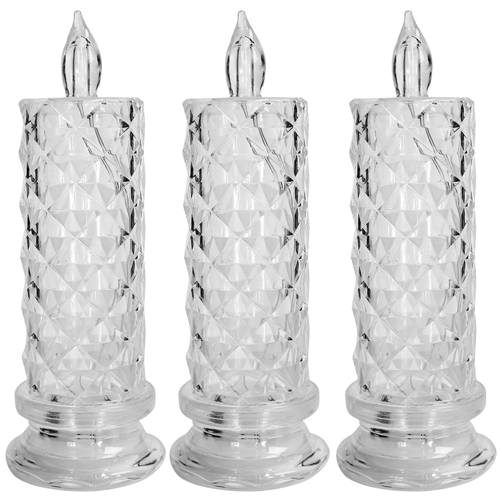 Avilo Clear LED Candle with Reflection 3 Pack Image 1