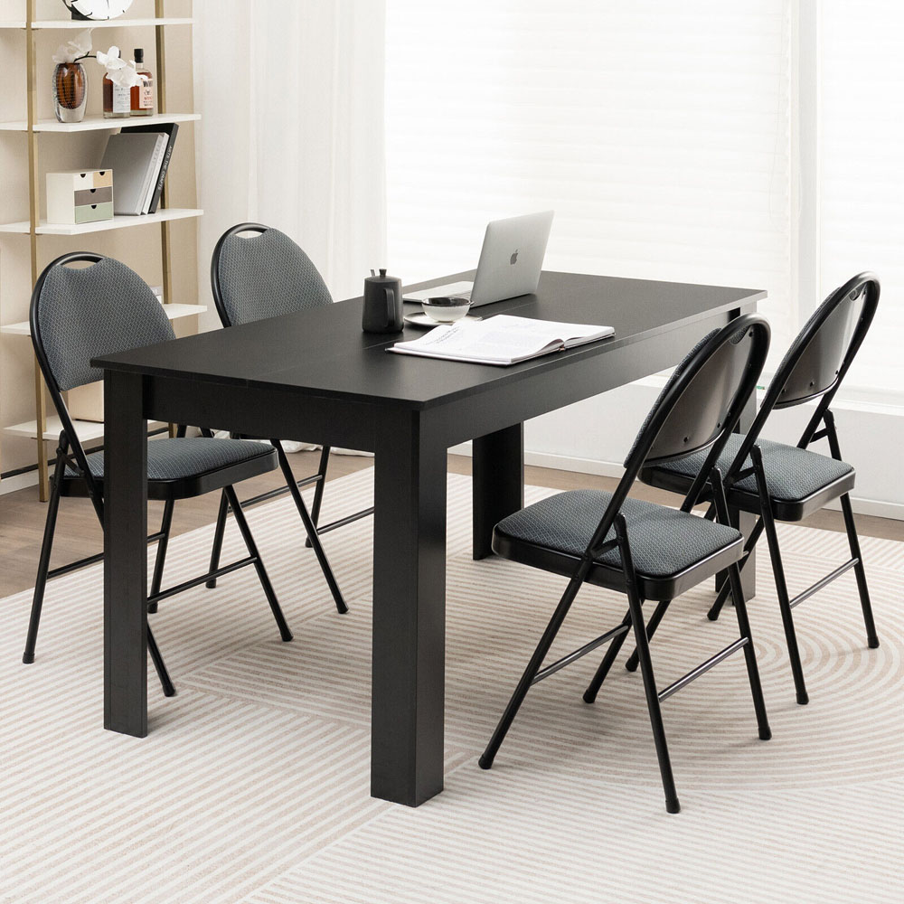 Costway Set of 4 Grey Folding Fabric Dining Chair Image 4