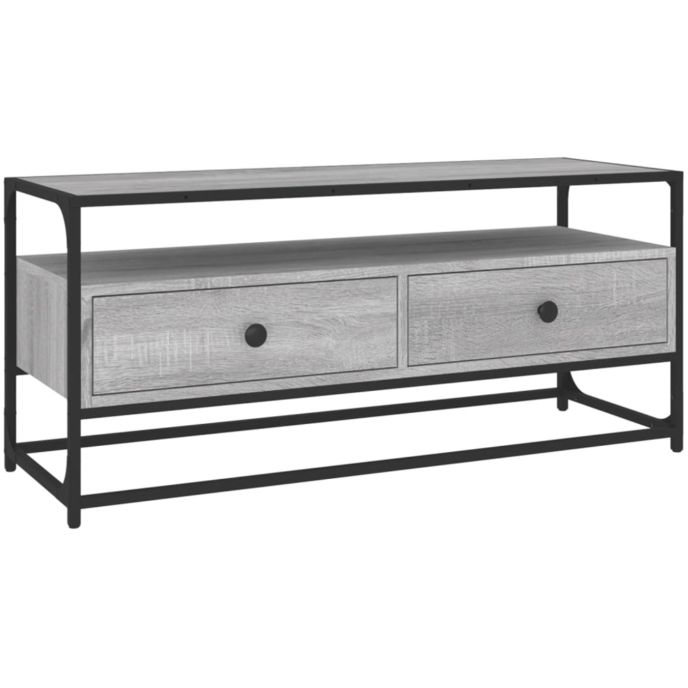 vidaXL Single Shelf 2 Drawer Grey Sonoma TV Cabinet Image 2