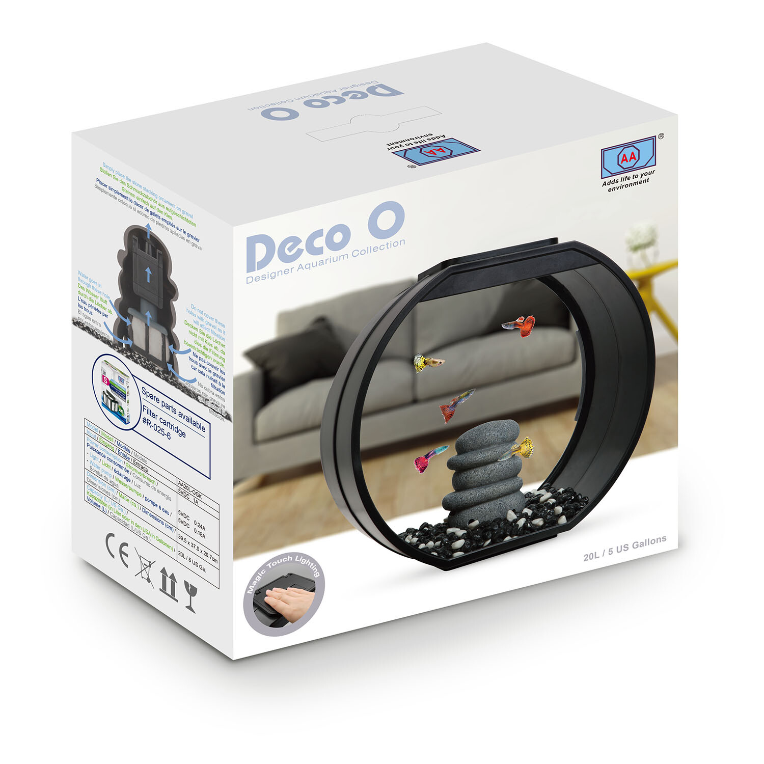 Deco O Designer Aquarium - Black Image 3