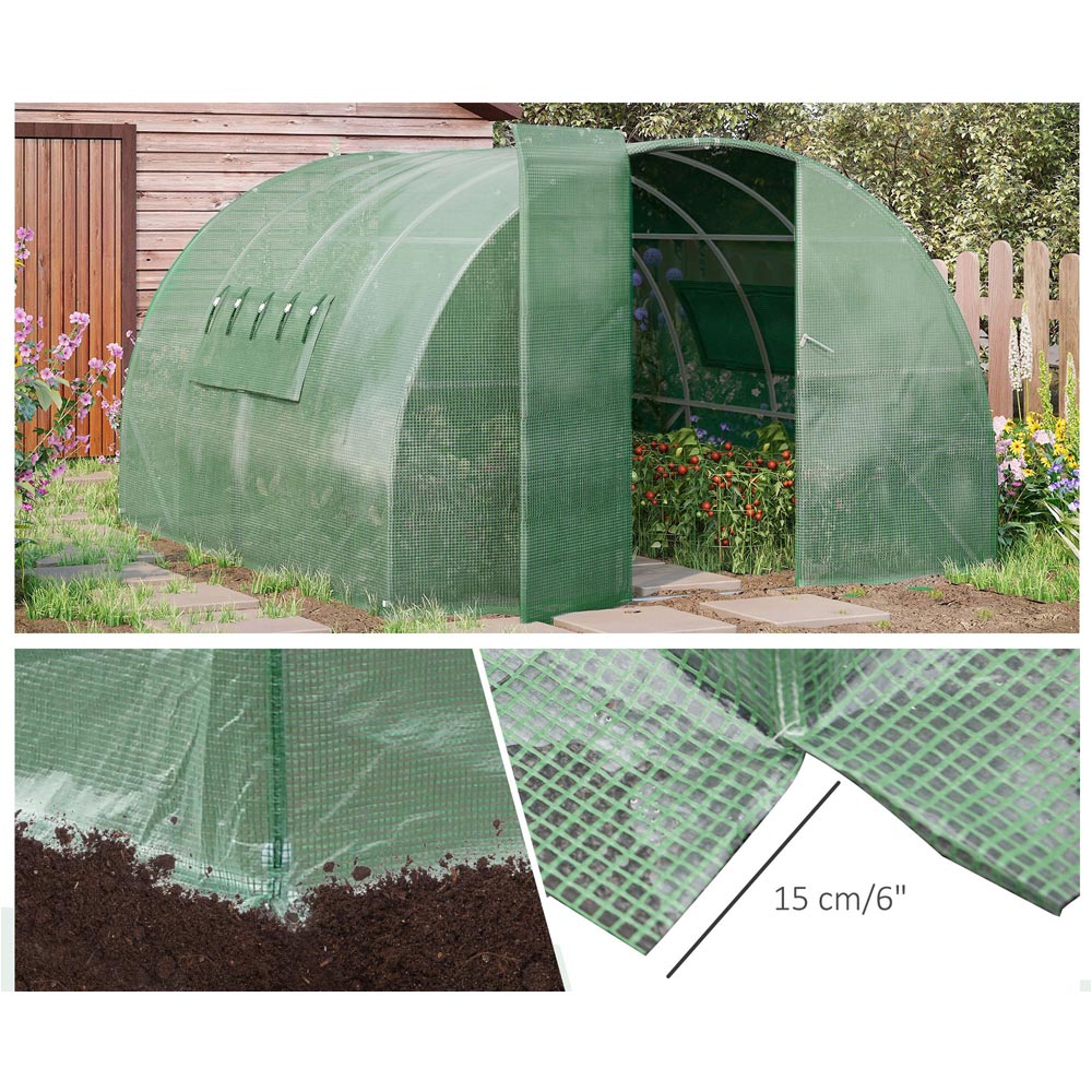 Outsunny Green PE 9.6 x 12.5ft Hot House Greenhouse Image 4