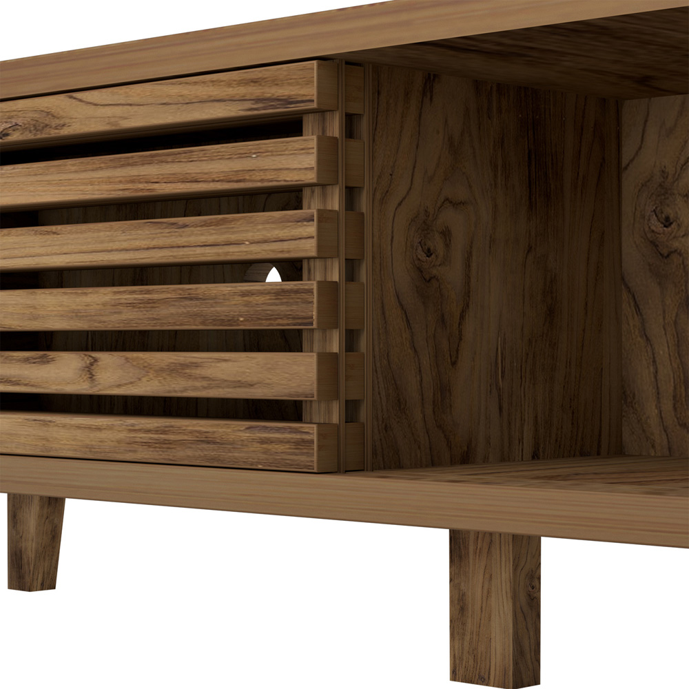 Flexi Storage Erik 2 Door Mango Wood Effect Slatted Wide TV Unit Image 5