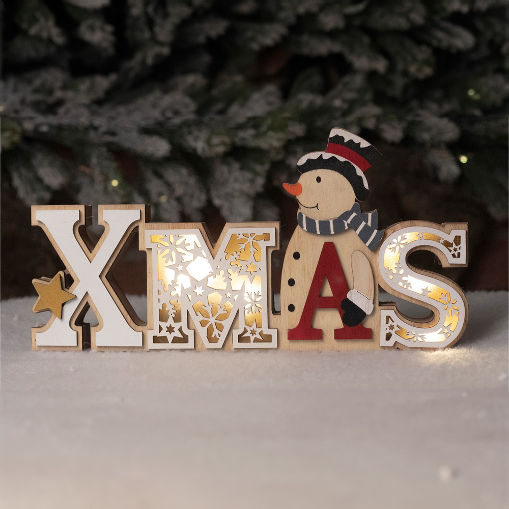 Xmas Haus Festive Light Up Wooden Christmas Decoration Image 3