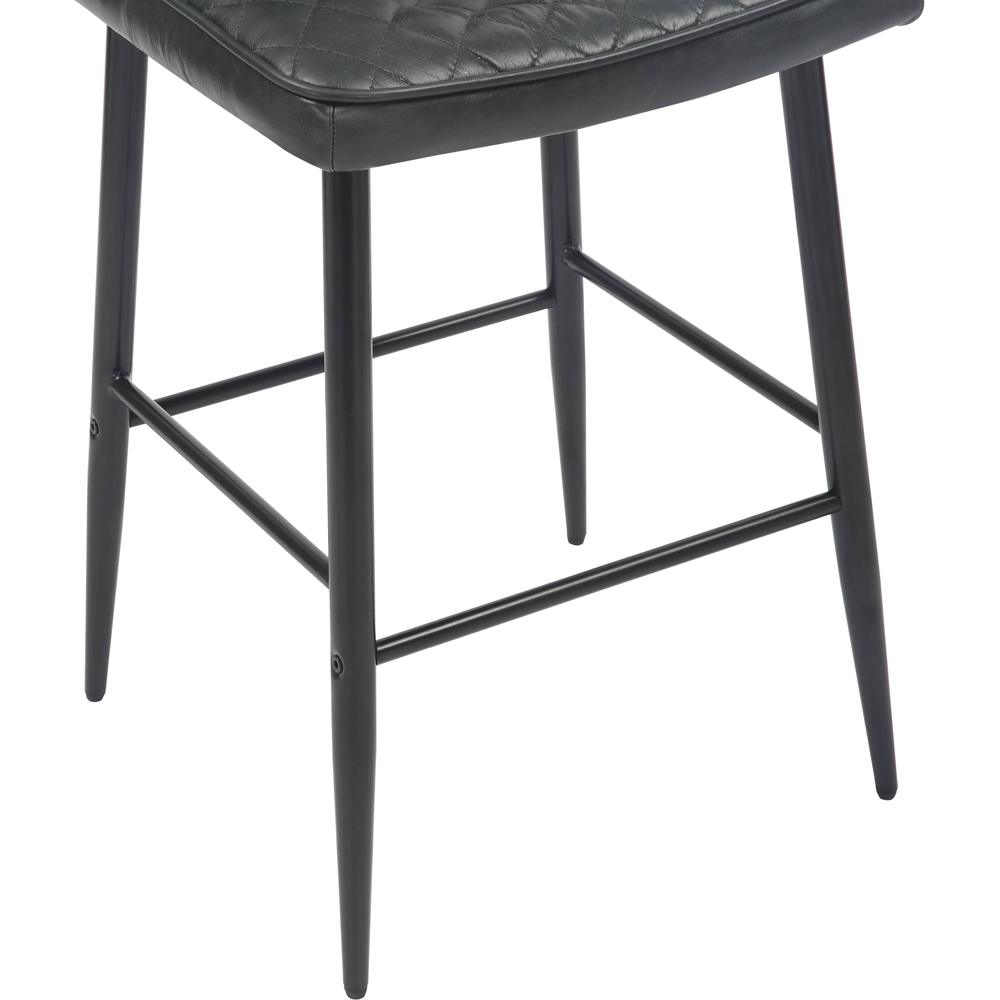 Garrick Set of 2 Real Leather Black Bar Stool Image 6