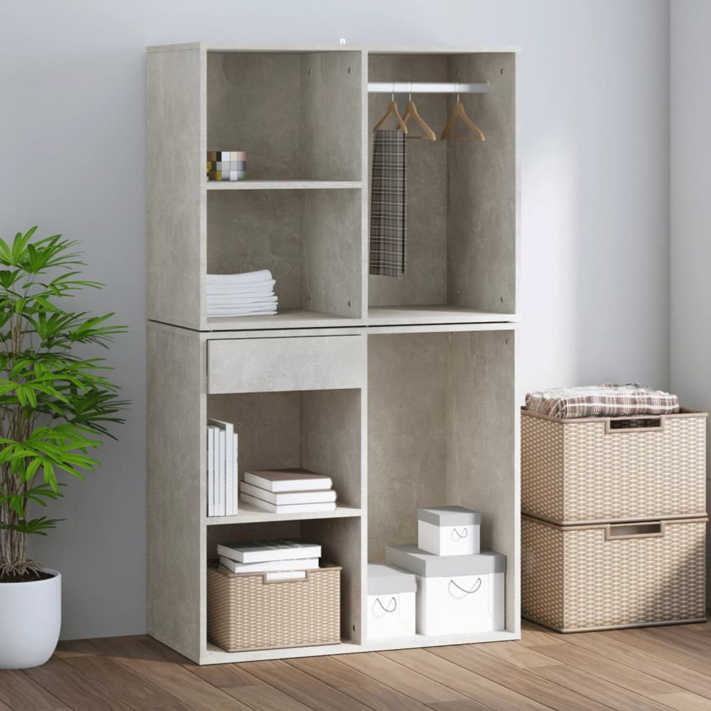 vidaXL 3 Shelf Concrete Grey Engineered Wood Dressing Cabinet Image 6