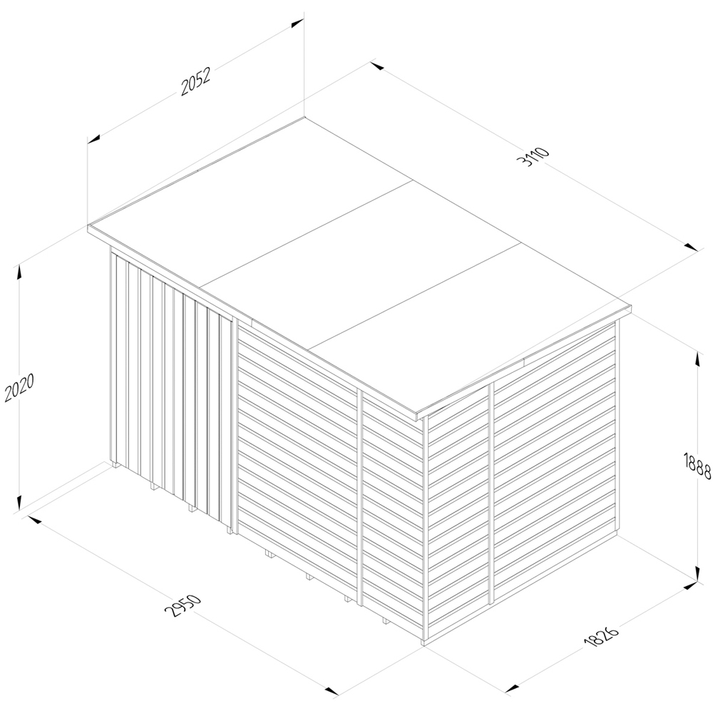 Forest Garden 10 x 6ft Beckwood Double Door Pent Shed Image 9