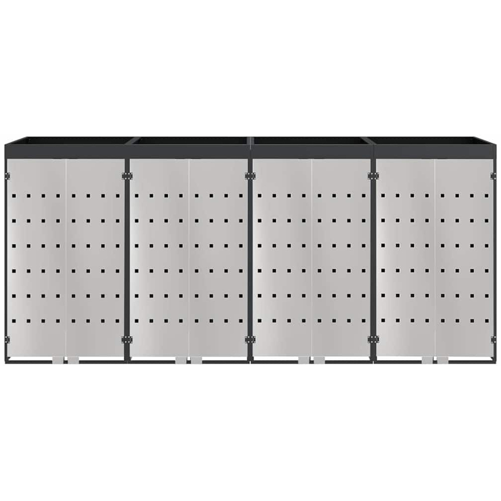 vidaXL Anthracite 4 Wheelie Bin Storage Shed with Stainless Steel Door and Planter Roof Image 4