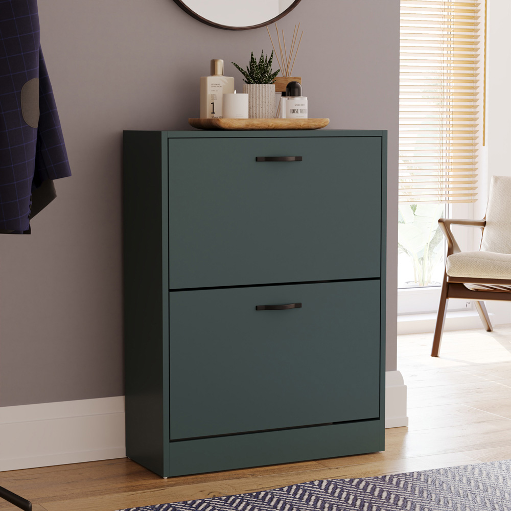 Vida Designs 2 Drawer Green Shoe Cabinet Image 3