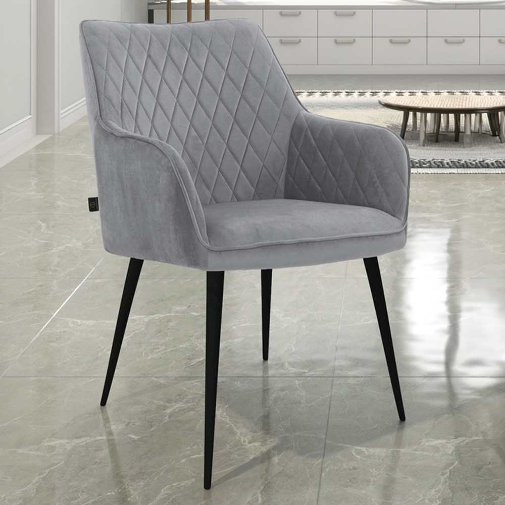 Loft24 Elvira Set of 2 Grey Velvet Dining Chair Image 1