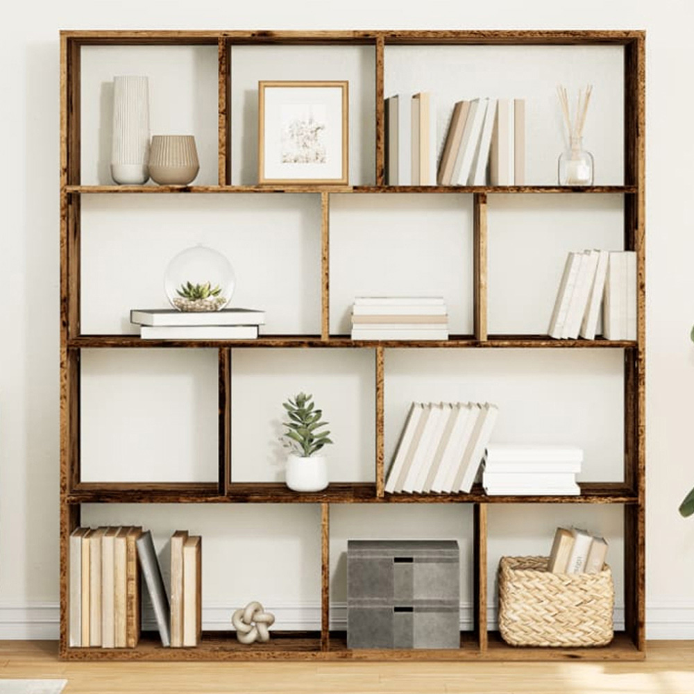 vidaXL 12 Shelf Old Wood Bookcase Image 1