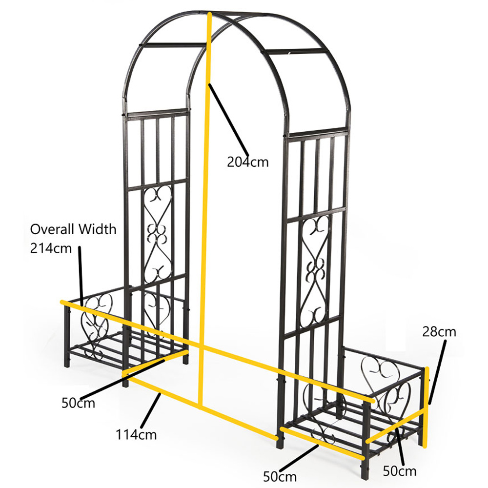 Gablemere Huntingdon 3.7 x 1.6ft Ornamental Arch and Planters Image 3