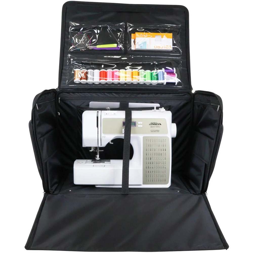 Everything Mary EVM14466-1 Quilted Black Collapsing Rolling Sewing Machine Case 54 x 33 x 38cm Image 2