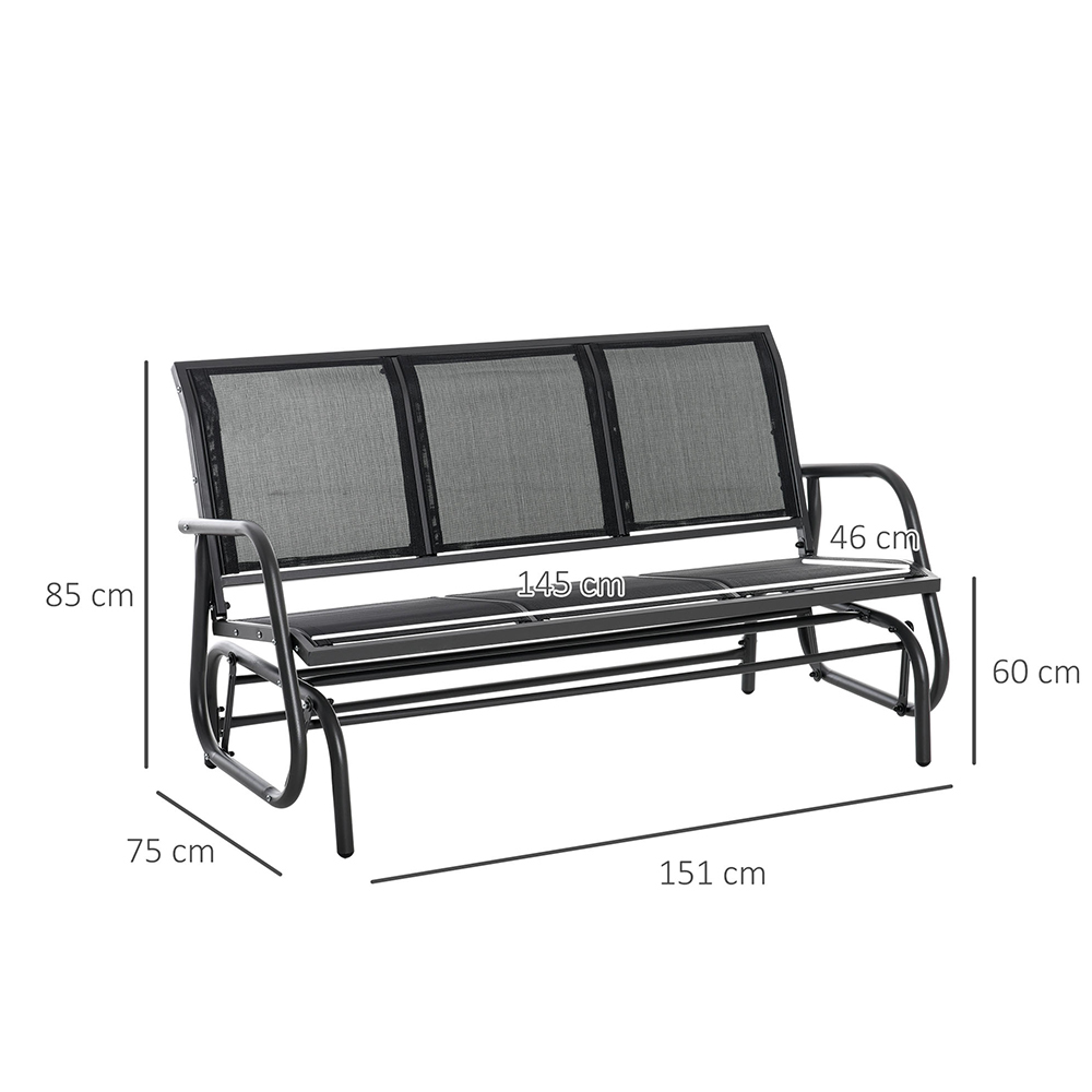 Outsunny Texteline Black Glider Rocking Bench Image 6