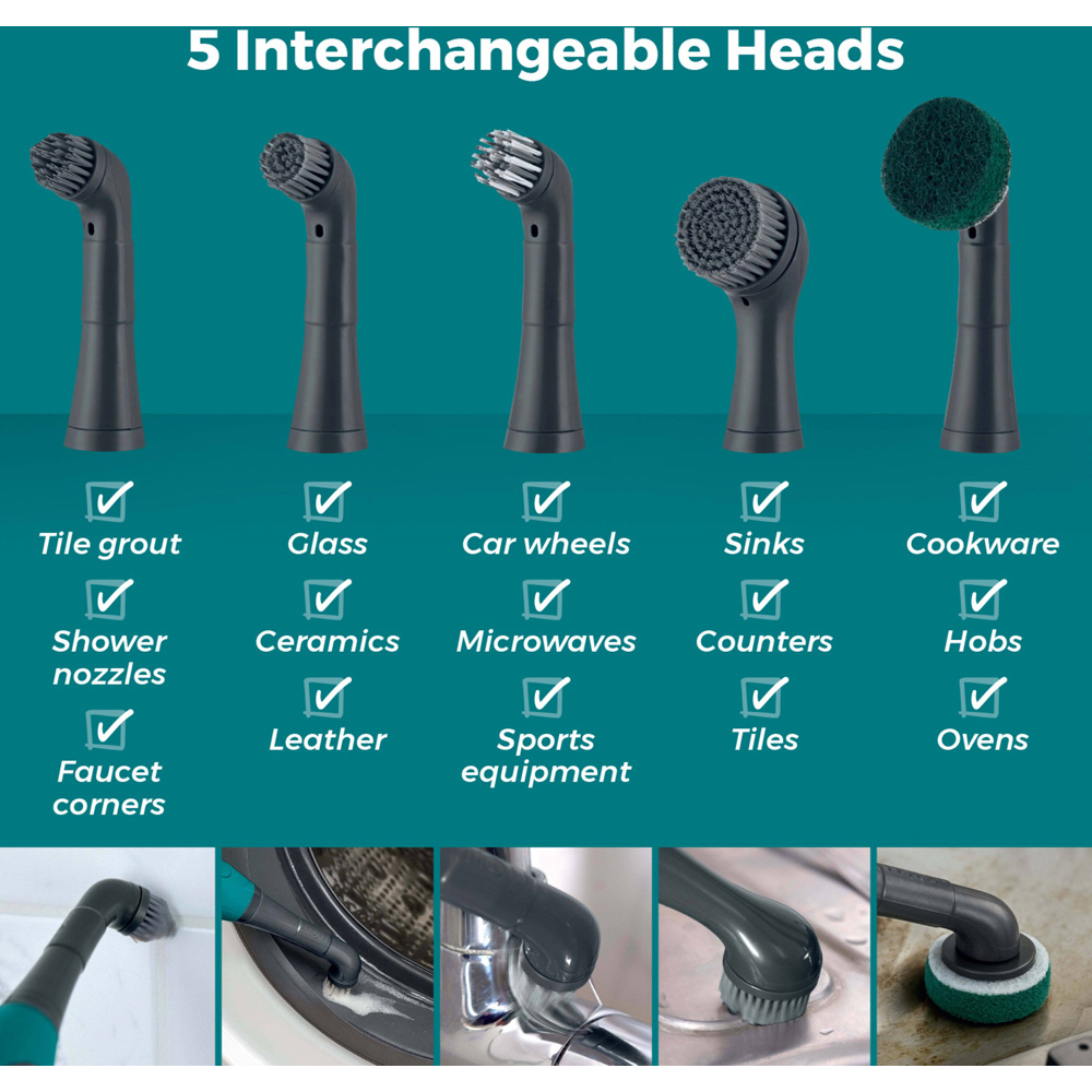 Tower Whiziwand Pro Electric Cordless Cleaning Brush with 5 Interchangeable Heads Image 4