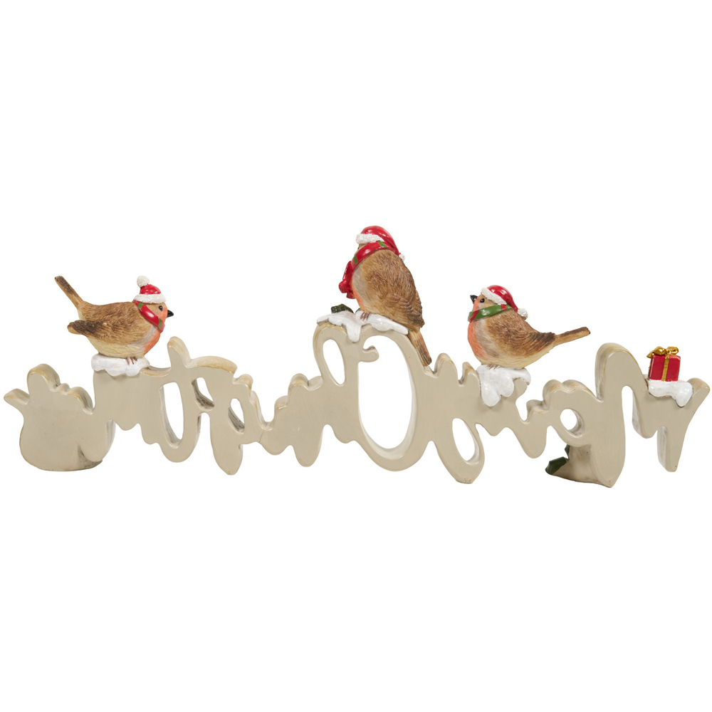 Merry Christmas Robin-Themed Ornament Natural Image 3