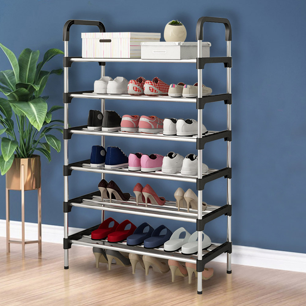 6 Layer Shoe Rack Tier Colored Stainless Steel Stackable Shoes Organizer  Storage Stand