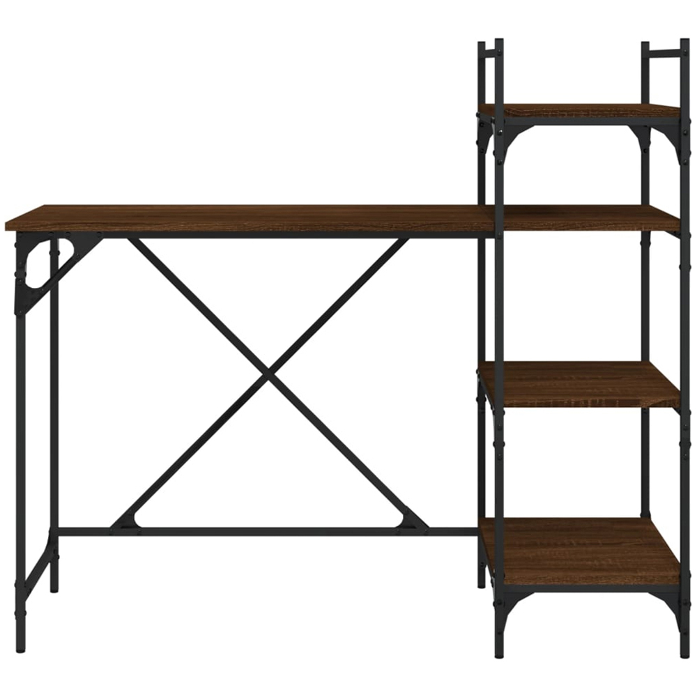 vidaXL 4 Shelf Computer Desk Brown Oak Image 7