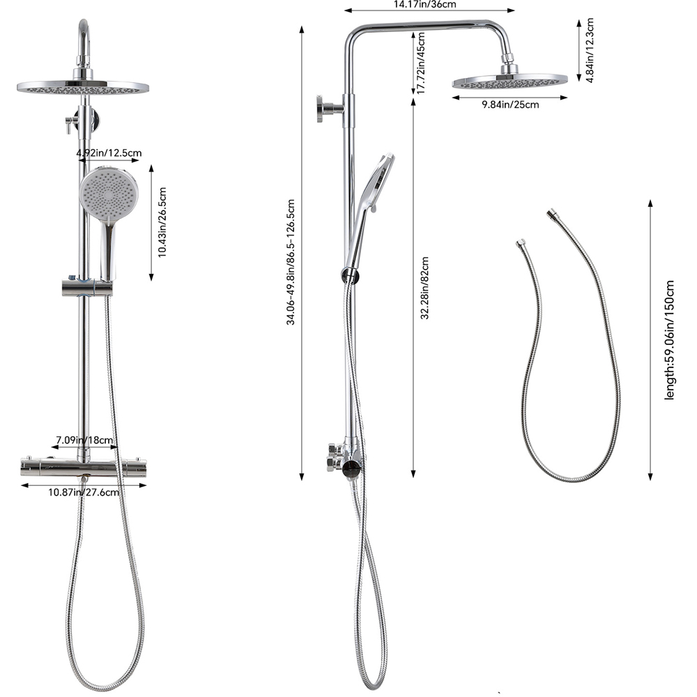 Living and Home Chrome-Plated Thermostatic Shower Mixer Set Image 7