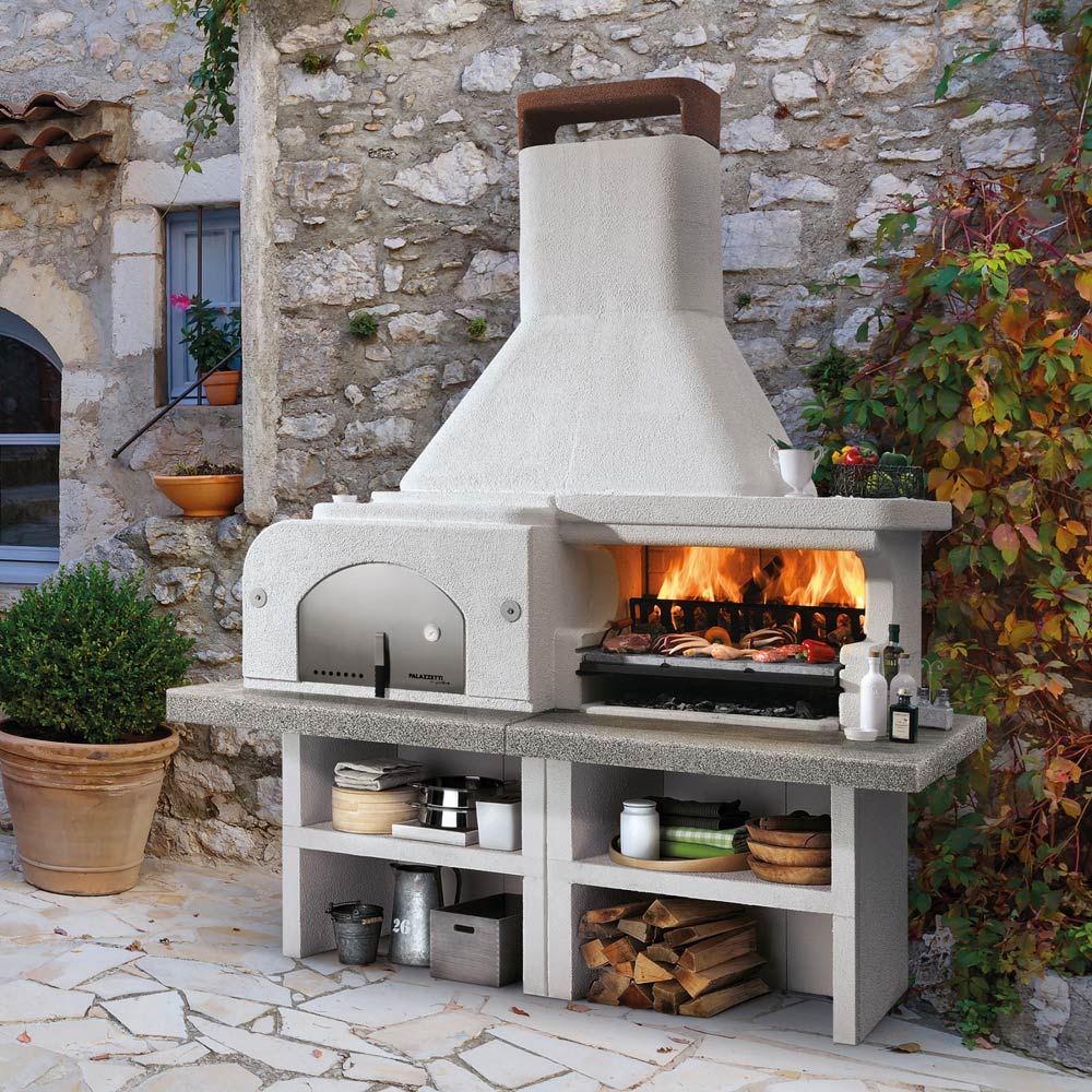 Palazzetti Gargano 3 Masonry Barbecue Wood Fired Oven and Worktop White Image 2