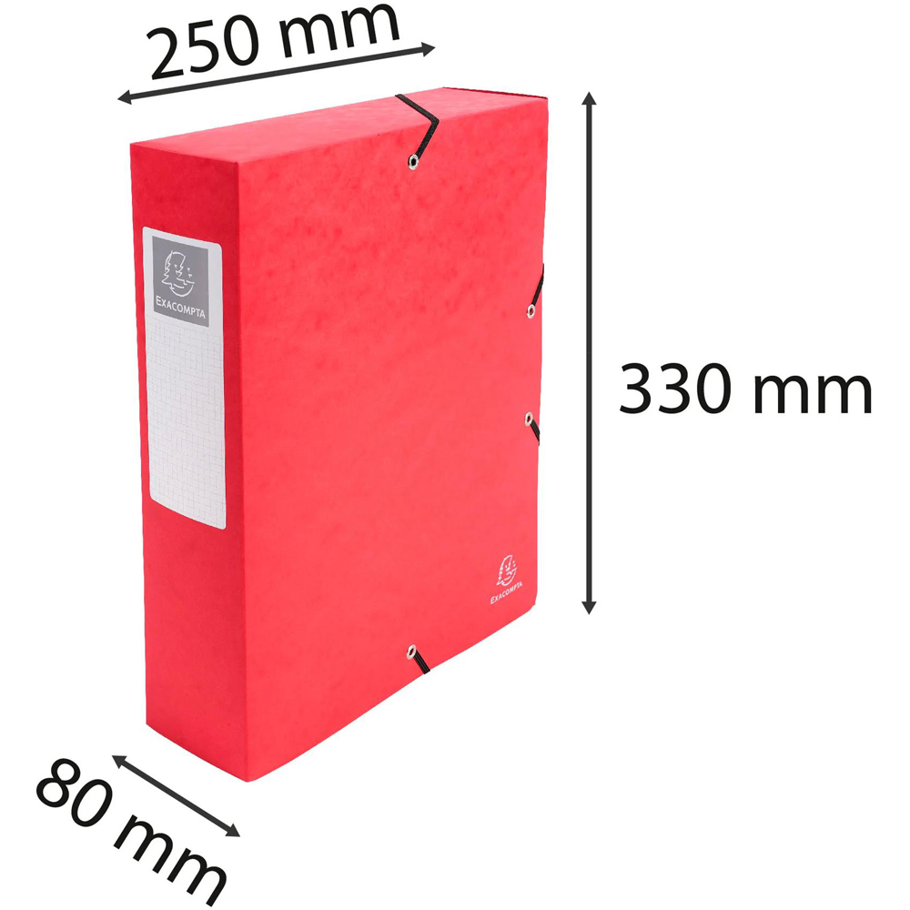 Exacompta A4 Red Premium Pressboard Elasticated Filing Box 6 Pack Image 7