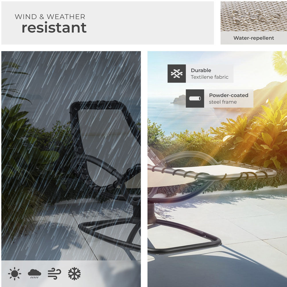 tectake Toulon Beige Ergonomic and Rocking Sun Lounger Image 7