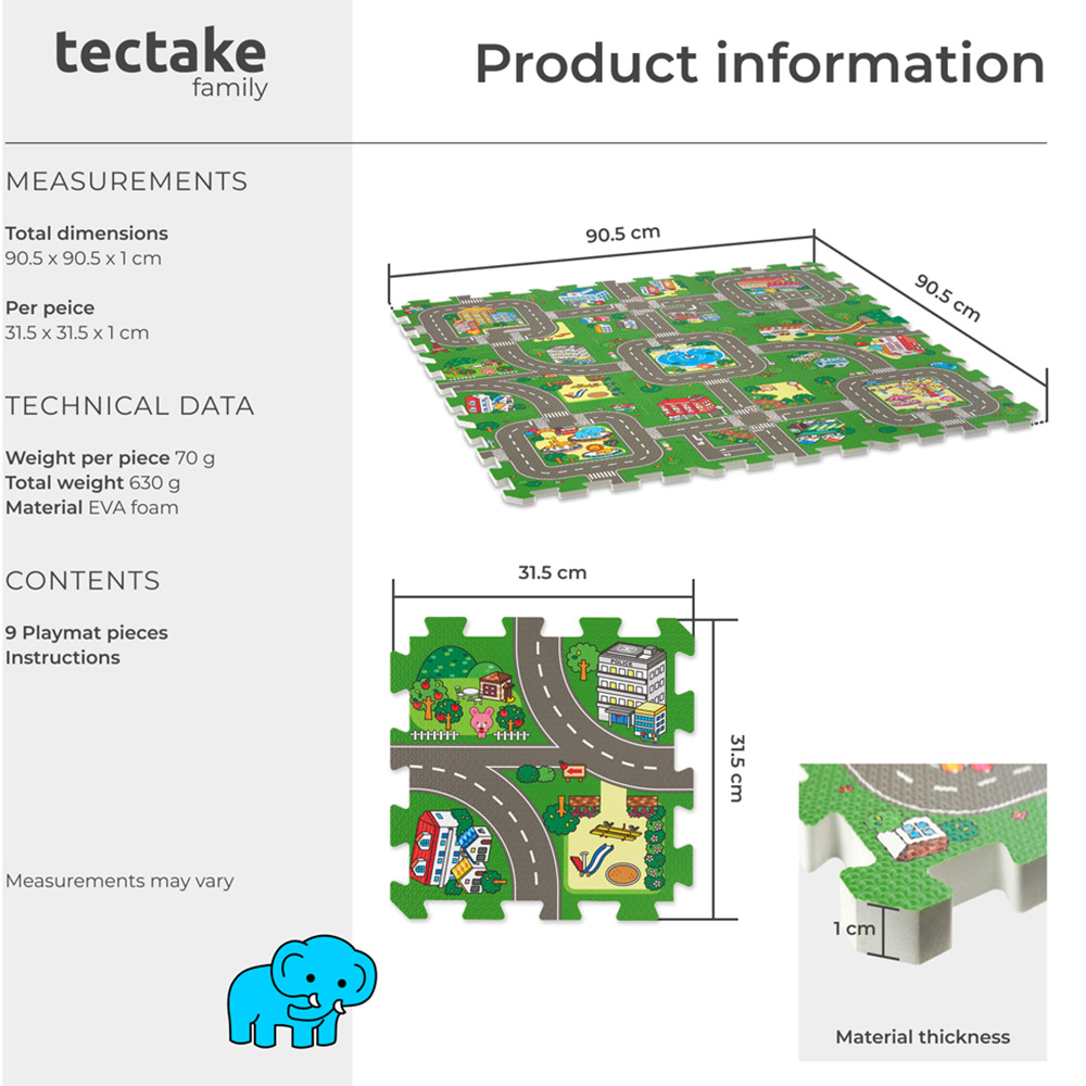 tectake MyCity Kids 9 Piece Puzzle Play Mat Image 8