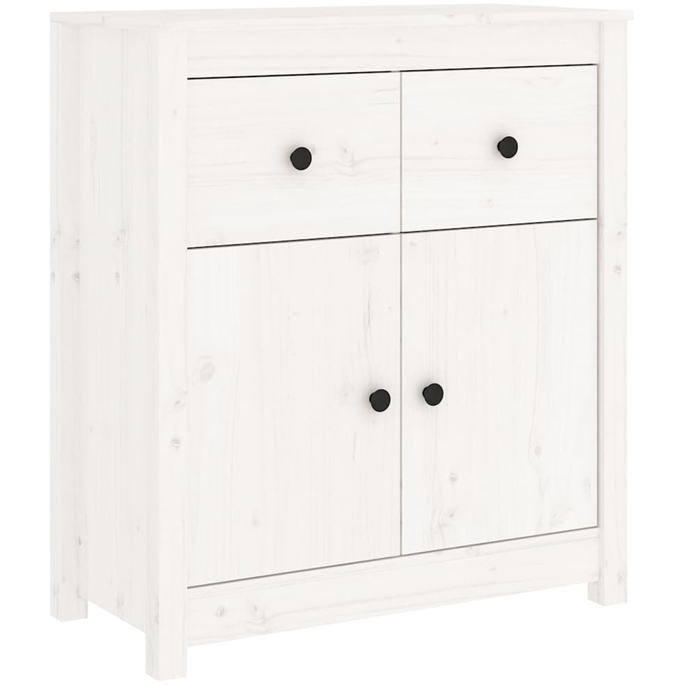 vidaXL 2 Door 2 Drawer White Solid Pine Wood Sideboard Image 2