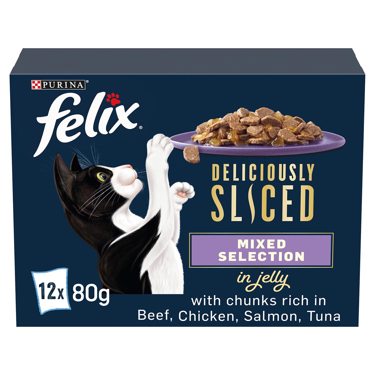 Purina Felix Deliciously Sliced Fish in Jelly Cat Food 80g 12 Pack Image