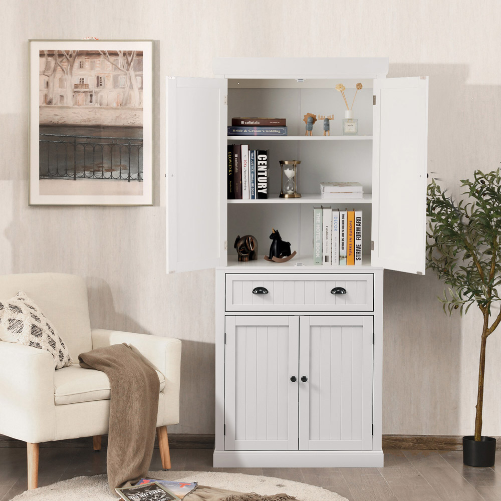 Costway 4 Door White Tall Kitchen Cupboard Image 5