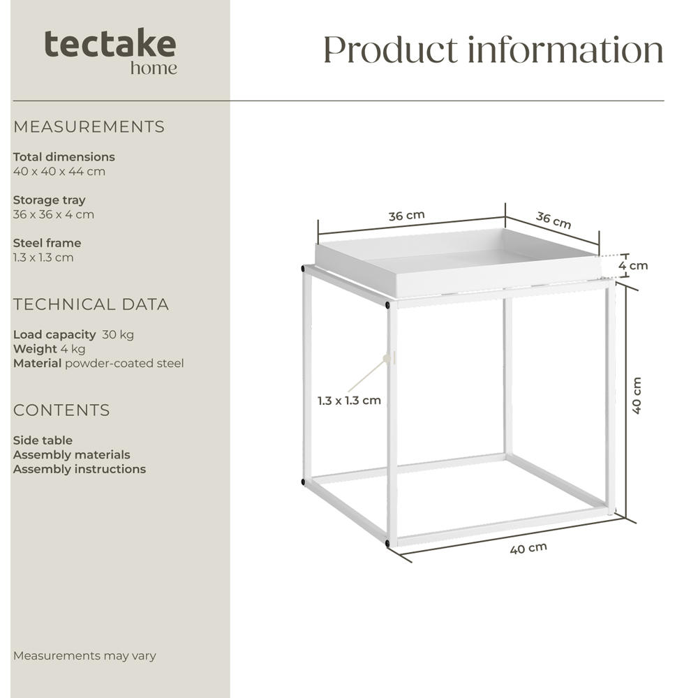 tectake Cambridge Single Shelf White Bedside Table Image 8