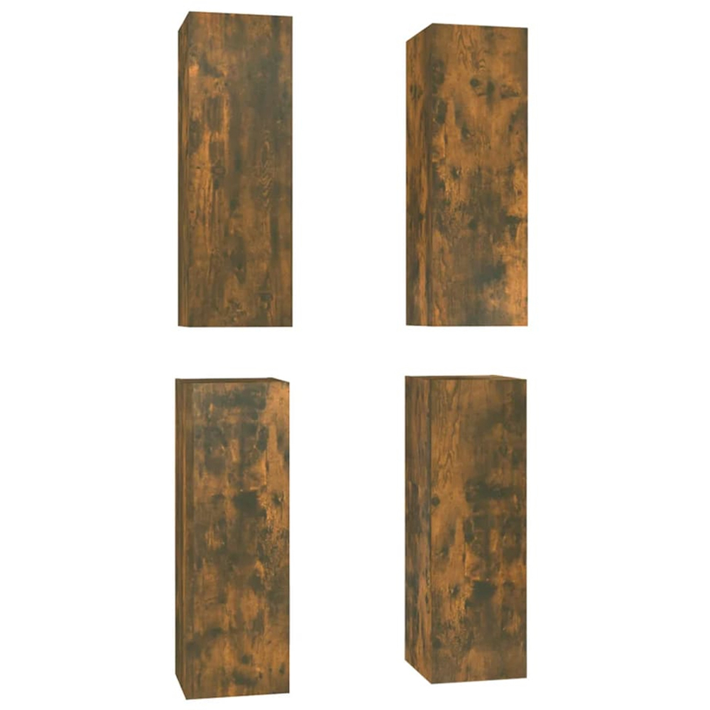 vidaXL Single Door Smoked Oak Wall Mounted TV Cabinet Set of 4 Image 2