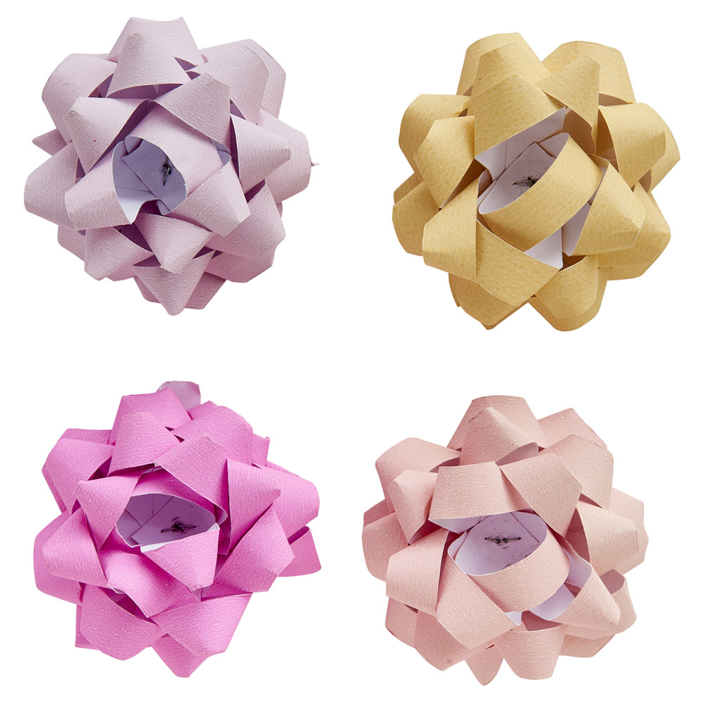 Wilko Pink Paper Bows 4 Pack Image 1