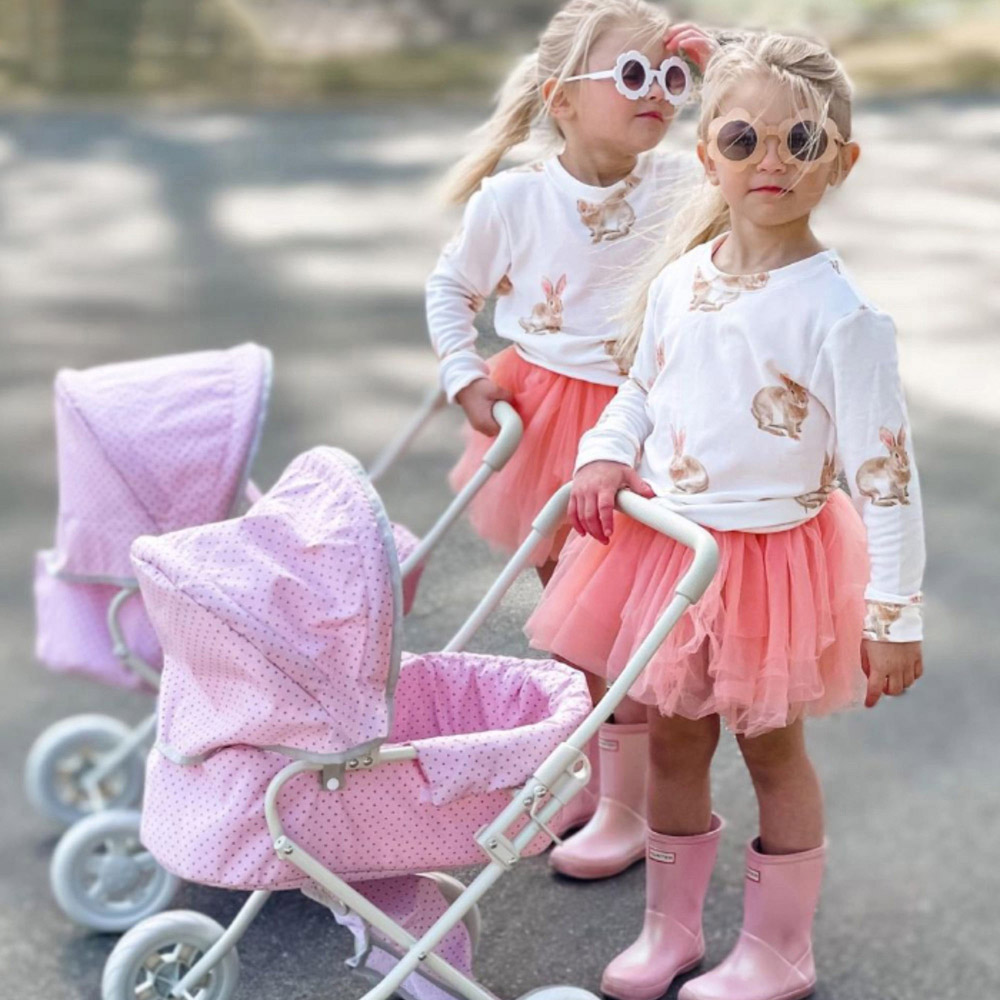 Teamson Kids Olivia's Little World Pink and Grey Polka Dots Princess Baby Doll Stroller Image 6