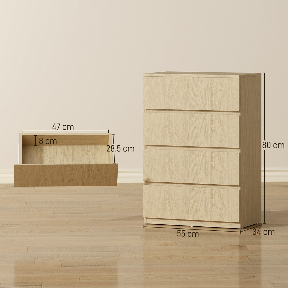 Portland 4 Drawer Natural Bedroom Chest of Drawers Image 9