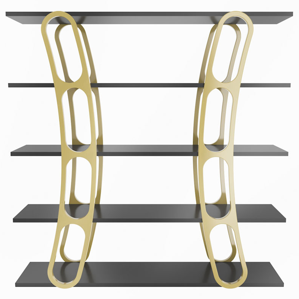 Decorotika Adar 5 Shelf Black and Gold Bookcase Image 3