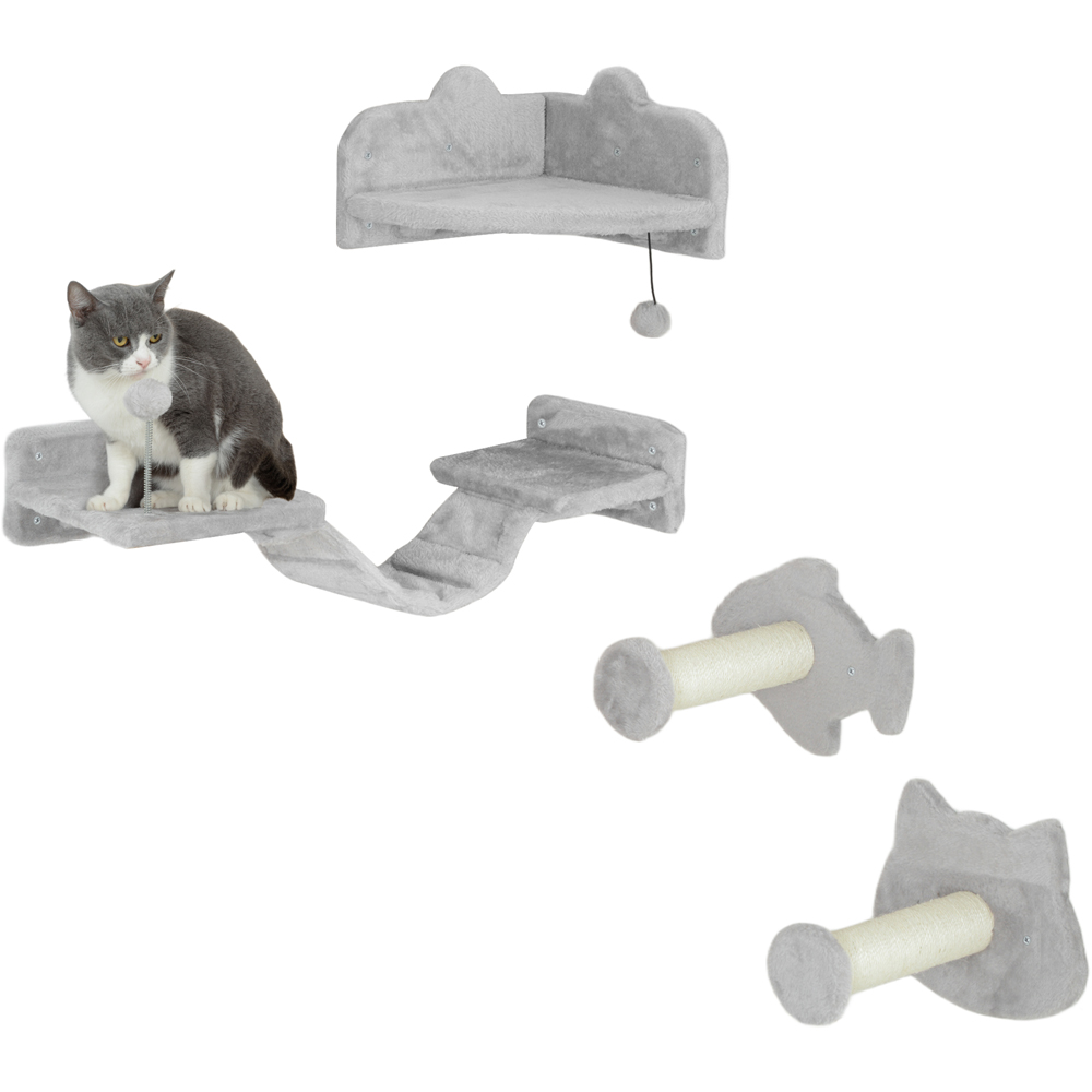 PawHut Cat Wall Shelves with Jumping Platforms Image 1